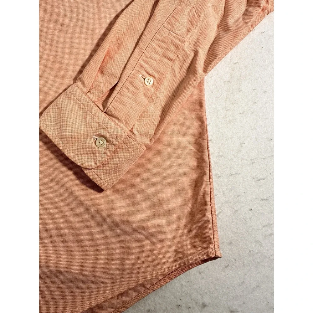 Ralph Lauren Mens Button Down Shirt Medium Peach Pink Custom Fit Oxford Cotton
